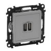 VALENA LIFE Ładowarka z gniazdem USBx2 aluminium 753312 LEGRAND