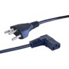 Power cord, Switzerland, plug type J, straight on C13 socket, angled, H05VV-F3G1.0 mm², black, 2.5 m, 12G-H05VVF3G100-C13W/2,50M