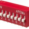 DIP switche, 8 pole, angled, 25 mA/24 VDC, NDA-08-V
