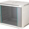 Szafa rack wisząca 19 cali 18U 600x450, niedzielona, drzwi szklane, kolor szary