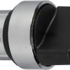 Toggle switch, unlit, groping, waistband round, black, front ring silver, 2 x 90°, mounting Ø 22 mm, ZB4BD4