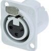 XLR panel socket, 3 pole, silver-plated, 2.5 mm², AWG 14, metal, NC3FD-LX-WT
