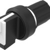 Toggle switch, illuminable, latching, waistband round, black/white, front ring black, 90°, trigger position 0 + 1, mounting Ø 22