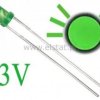 LED 3mm migająca zielona 20mc; 3V