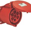 Złącze przemysłowe - zasilające 32A Gniazdo 415 V 6P + E Żeński Scame Czerwony Montaż na panelu IP44