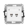 MINI Mechanizm gniazda telefonicznego podwójnego 2xRJ11, 4-stykowy, beznarzędziowe biały mat 25MGT-2 KARLIK
