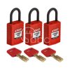 Kłódka LOTO SafeKey kompaktowa, nylonowa, szekla 25 mm, czerwona (3 szt.),...