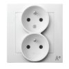 AS ANTYBAKTERYJNY Gniazdo podwójne z uziemieniem z funkcją niezamienności faz z ramką produkt zawiera szkło fosforanowo-srebrowe