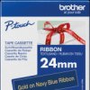 TZE-RN54 Ribbon tape, gold on marine blue, 24 mm