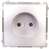 Simon Basic Gniazdo pojedyncze b/u z przesłonami torów prądowych 16A 250V srebrny mat BMG1z.01/43
