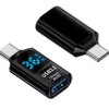 Miernik napięcia i prądu USB-A na USB-C z transferem danych czarny 10Gbps 36W