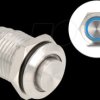 20984 Stainless steel pushbutton, illuminated, LED ring, blue, IP65
