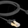 80325 RJ45 flat cable, Cat.6a, S/FTP, braided jacket, 1 m, black