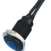 Lampka kontrolna do montażu panelowego 12V ac, niebieska 10.2mm LED Czarny Wyprowadzenia Oxley