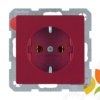 BERKER Q.1/Q.3/Q.7 Gniazdo z uziemieniem schuko (zaciski samozaciskowe) czerwony aksamit 47436012 HAGER