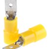 RS PRO Konektor płaski RS PRO Męski Żółty 6.35 x 0.8 mm długość 24 mm Izolacja: Izolowane Cyna 12 AWG 10 AWG