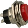 Przełącznik; przyciskowy; PBS26CR; ON-(OFF); czerwony; bez podświetlenia; do lutowania; 2 pozycje; 2A; 250V AC; 16mm; 20mm