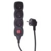 Przedłużacz Z Wyłącznikiem 3-Gniazda Z/U 3M /H05vv-F 3G1/ Czarny Pc1313