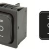 Rocker switch, black, 2 pole, On-Off-On, changeover switch, 6 (4) A/250 VAC, IP40, unlit, printed, 1839.1507