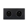 Gniazdko elektryczne czarne podwójne ramka stal szczotkowana PVD Black...