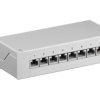 Patch Panel CAT 6a panel krosowy mini/biurkowy, 8 portów szary