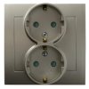 KIER Gniazdo podwójne z/u Schuko z przesłonami satyna light GP-2WSP/45