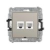 MINI Mechanizm gniazda komputerowego podwójnego 2xRJ45, kat. 6, 8-stykowy, bez pola opisowego taupe 60MGKBO-4