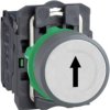 Pushbutton, labeled arrow, unlit, groping, 1 Form A (N/O), waistband round, white, front ring light gray, mounting Ø 22.5 mm, XB