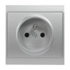Gniazdo pojedyncze p/t 2P+Z Luna, 16A, 250V, PT-16L, srebrny,OR-OE-7605/G