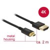 Delock 84783 HDMI-A to HDMI Micro-D Cable 4K 60Hz Slim 2m Black
