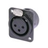 XLR panel socket, 3 pole, silver-plated, 2.5 mm², AWG 14, zinc die casting, NC3FDM3LBAG-1