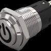 Vandal-proof pushbutton switch, silver, unlit , mounting Ø 16 mm, IP65/IP67, 82-4161.2000.B002
