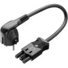 Power cord, Europe, plug, angled on socket, 3 pole, straight, H05VV-F3G1.5 mm², black, 1 m, 18144