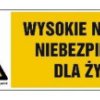 ZNAK - HB004 Wysokie napięcie niebezpieczne dla życia - arkusz 8 naklejek - arkusz 8 naklejek 10 x 3,3 cm FN - Folia samoprzylep