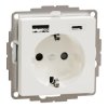 Merten, gniazdo Schuko z ładowarką USB A+C 3A, biel polarna