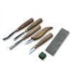 5-Piece Wood Carving Tool Set with Sharpening Board & Leather Case