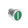 Metalowy przycisk fi22mm kryty samoczynny powrót z symbolem I Zielony LPSB1113