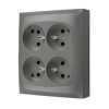 Simon Aquaclick Gniazdo IP20, 4-krotne z uziem., z przesł. torów prądowych szary ACGZN4Z/16