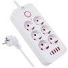 Listwa Zasilająca Maclean, Przedłużacz 6 Gniazd + 4Xusb, 110-240V Ac 50/60Hz,...