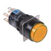 AL6M-M24PA Amber 16mm 24V Momentary Round illuminated Push Button Switch IP65 DPDT