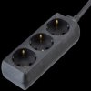 Power strip, 3-way, black 1.5 mm²