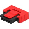 Socket header, 4 pole, pitch 1.27 mm, angled, red/black, 214025-E