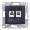 SEDNA Gniazdo telefoniczne podwójne 2xRJ11 grafit SDN4201170 SCHNEIDER ELECTRIC