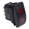 Red illuminated (On)-Off-(On) Momentary Automotive Rocker Switch DPDT 10A 12-24V