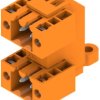 Pin header, 4 pole, pitch 3.5 mm, angled, orange, 1633810000