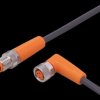 Sensor actuator cable, M8 cable plug, straight, A to M8 cable socket, angled, A, 3 pole/3 pole, 0.3 m, PUR, black, 3 A, EVC275