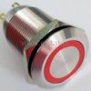 Przycisk chwilowy 19mm płaski LED czerw.12V
