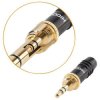 Hicon HI-J3563S Audio Jack Plug 3.5mm Straight 3 Pins Gold-Plated 1Piece