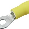 Zacisk oczkowy rozmiar przewodu 6.6mm² Ø , M4 (#8) izolowany średnica wew 4.3mm Żółty JST