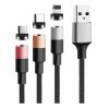 Kabel USB 3w1 Typ-C + mikroUSB + Lightning(iphone)1m 3A czarny magnetycz.